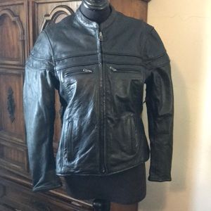 Vintage UNIK Ultra Black Leather Racer Motorcycle Jacket